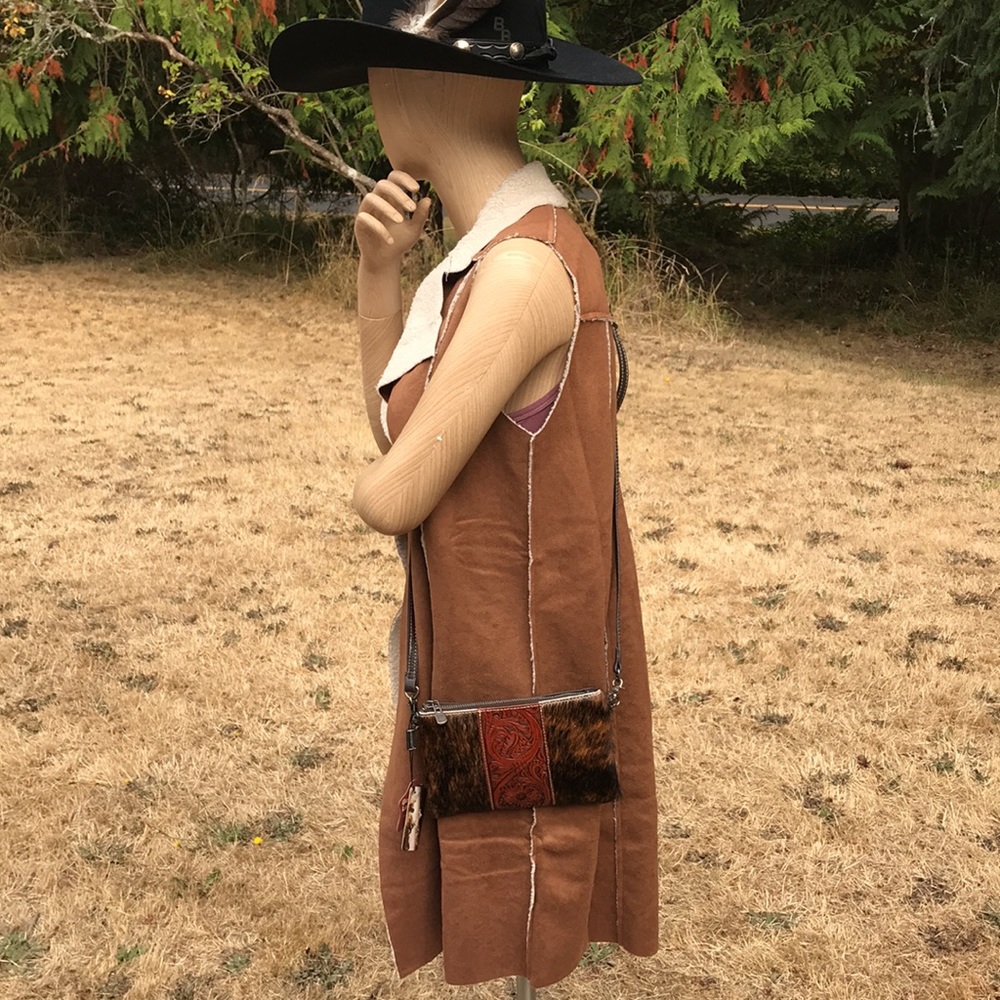 🆕Hem & Thread-Anthro Sherpa Faux Shearling Lined Long Vest Coat Western Wear - Picture 8 of 13